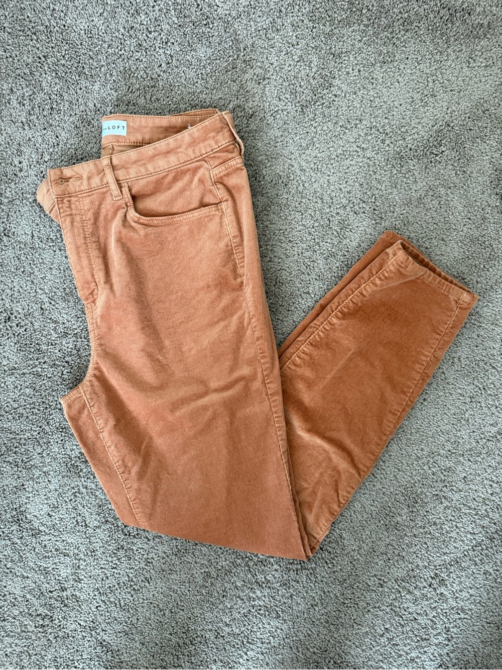 LOFT | Curvy High Waist Skinny Soft Corduroy in Rust